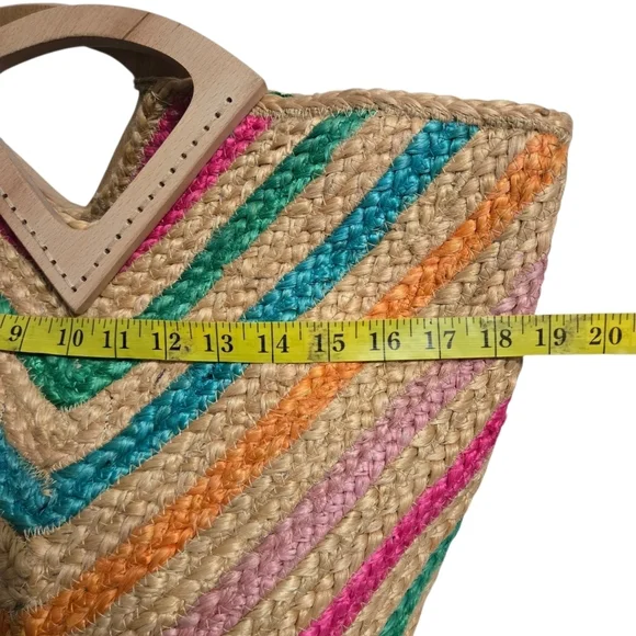 Antik Kraft Colorful Woven  Chevron Jute Tote Bag - Picture 7 of 9